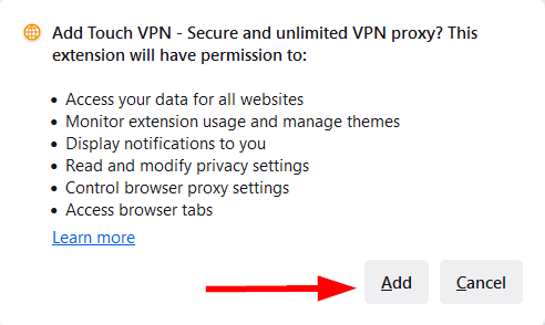 Click "Add" to proceed.